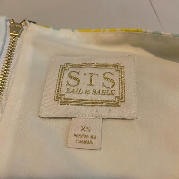 Sail to Sable Women XS Tank Dress Lemon Lime Print Sleeveless Preppy Zip Back - Picture 4 of 8